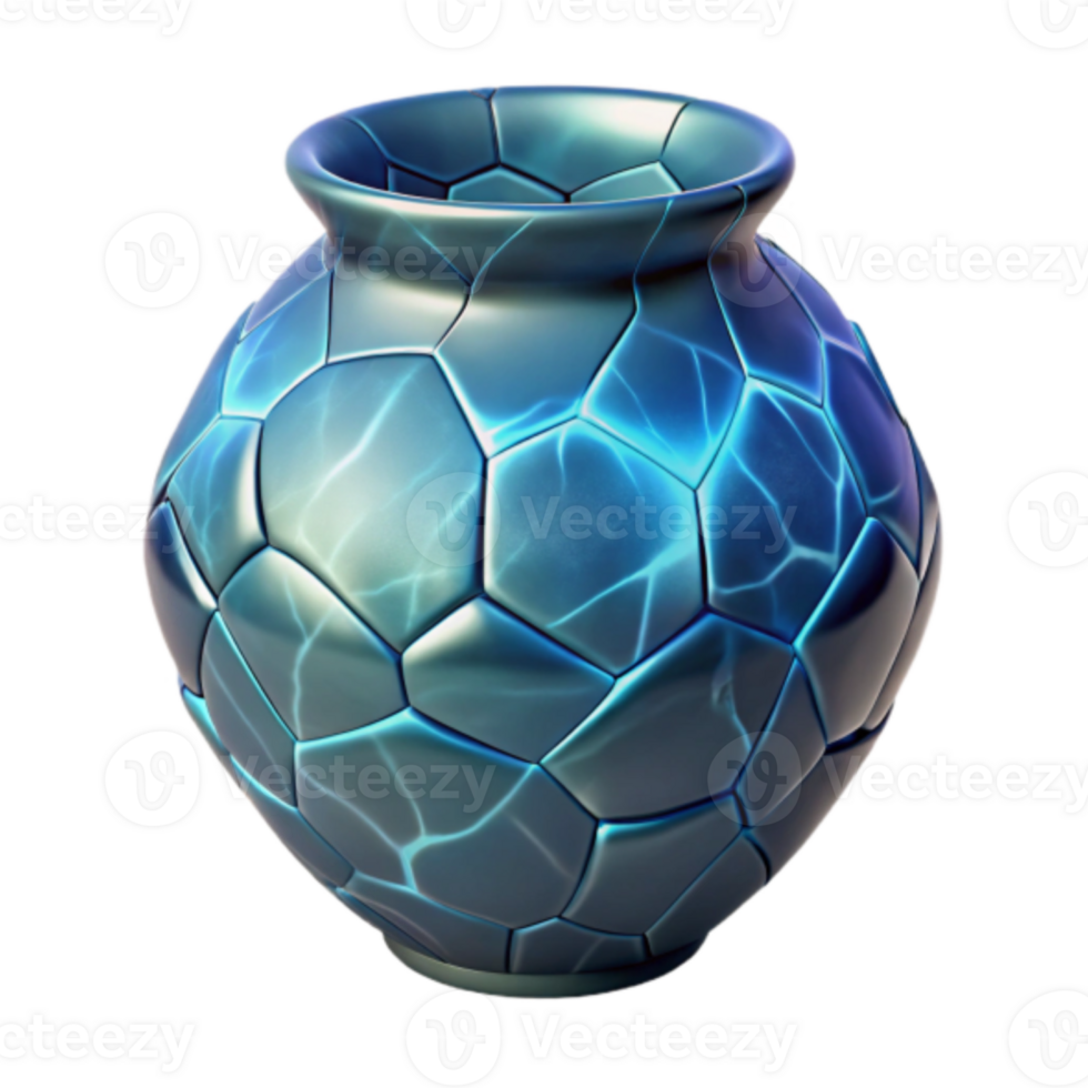 Render Blue Hexagonal Vase Illustration png
