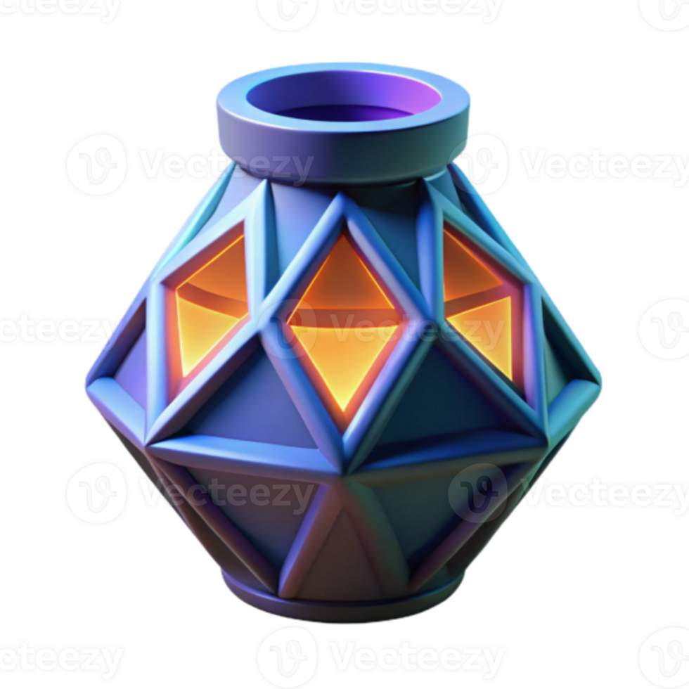 Render Geometric Illuminated Vase Design png