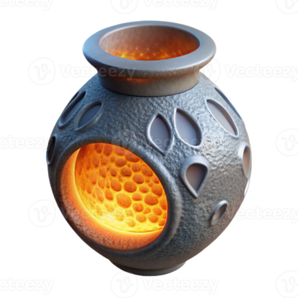 Glowing Render of Ornate Stone Vessel png