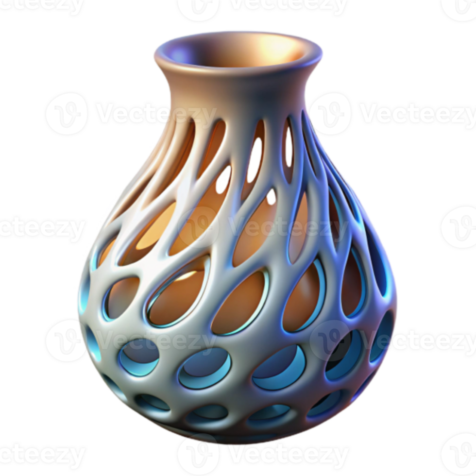 Intricate Render of a Modern Sculptural Vase with Cutout Design png