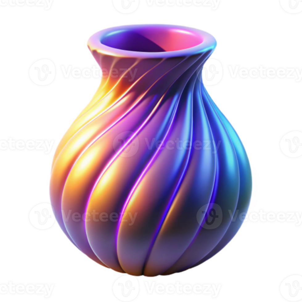 Render of a Colorful Swirling Vase Illustration png