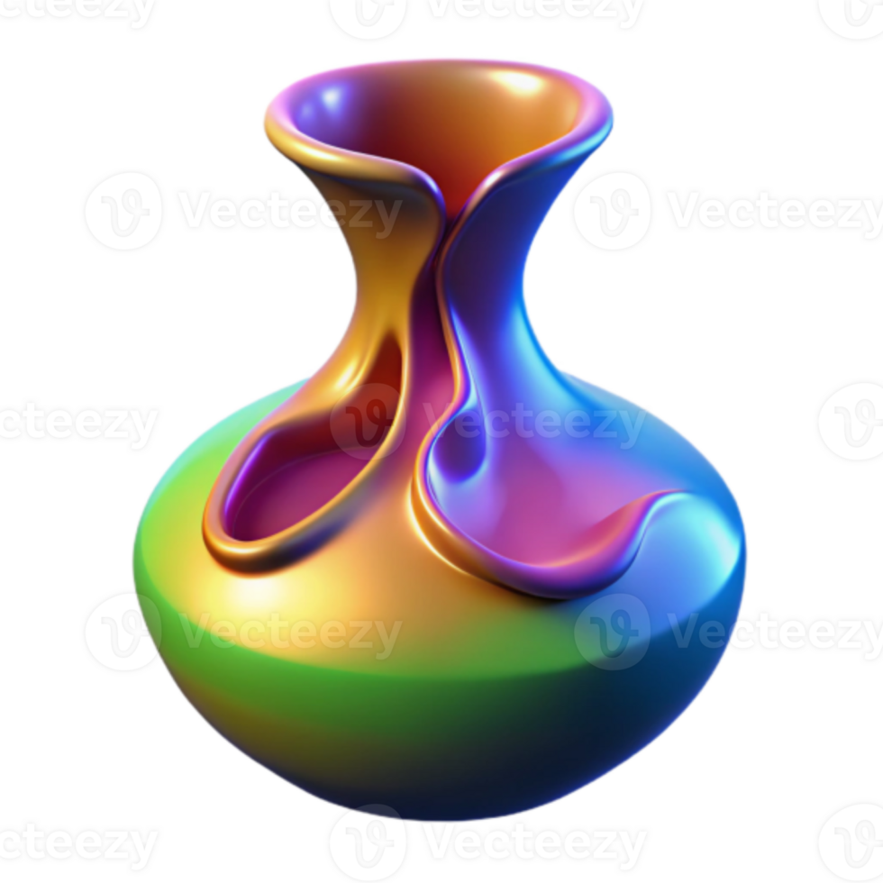 Abstract Render of a Colorful Molten Vase png