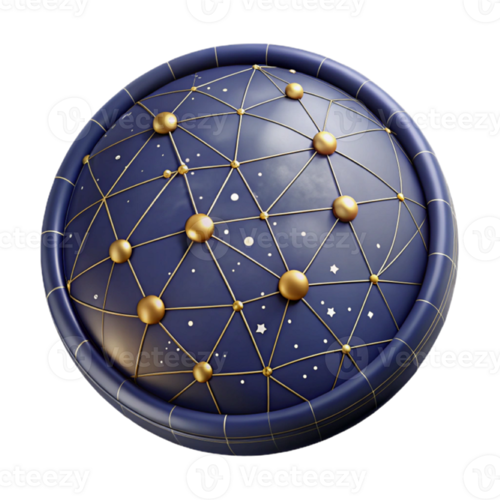 Celestial Sphere Render Golden Constellation Network Abstract Background png