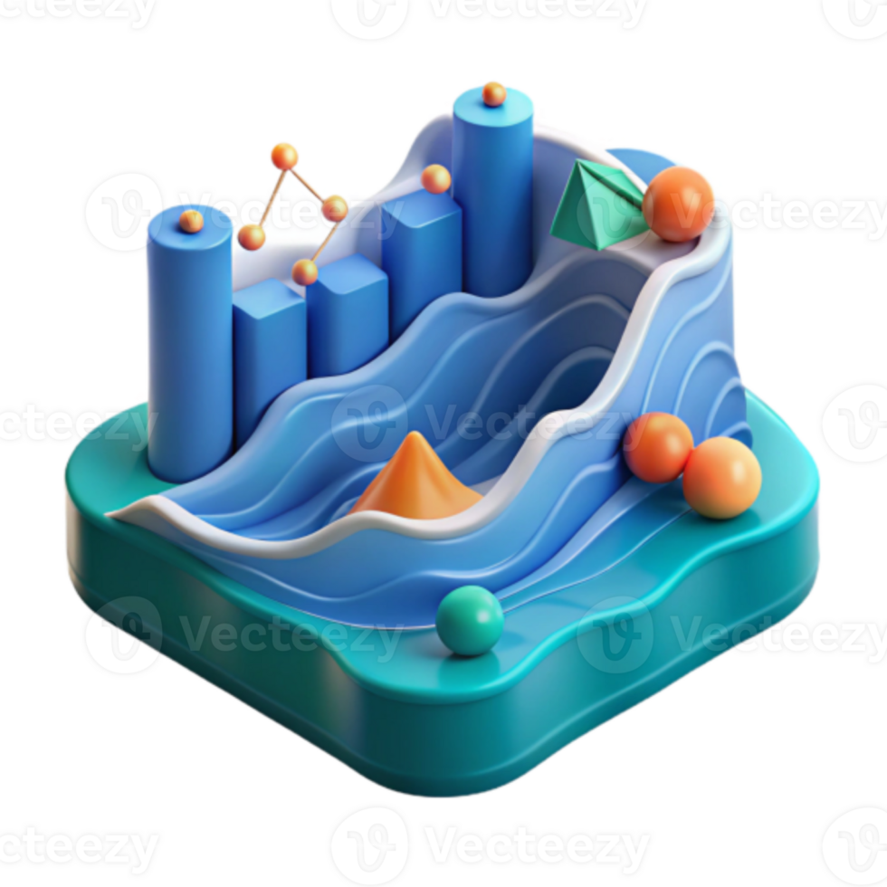 Abstract Render of Data Visualization with Waves png
