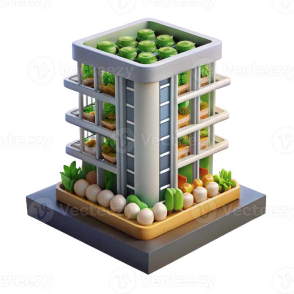 Vertical Farm Building Model Isometric Illustration png