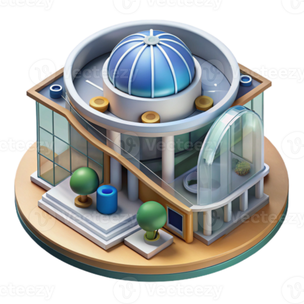 Isometric Illustration Modern Building Design with Dome png
