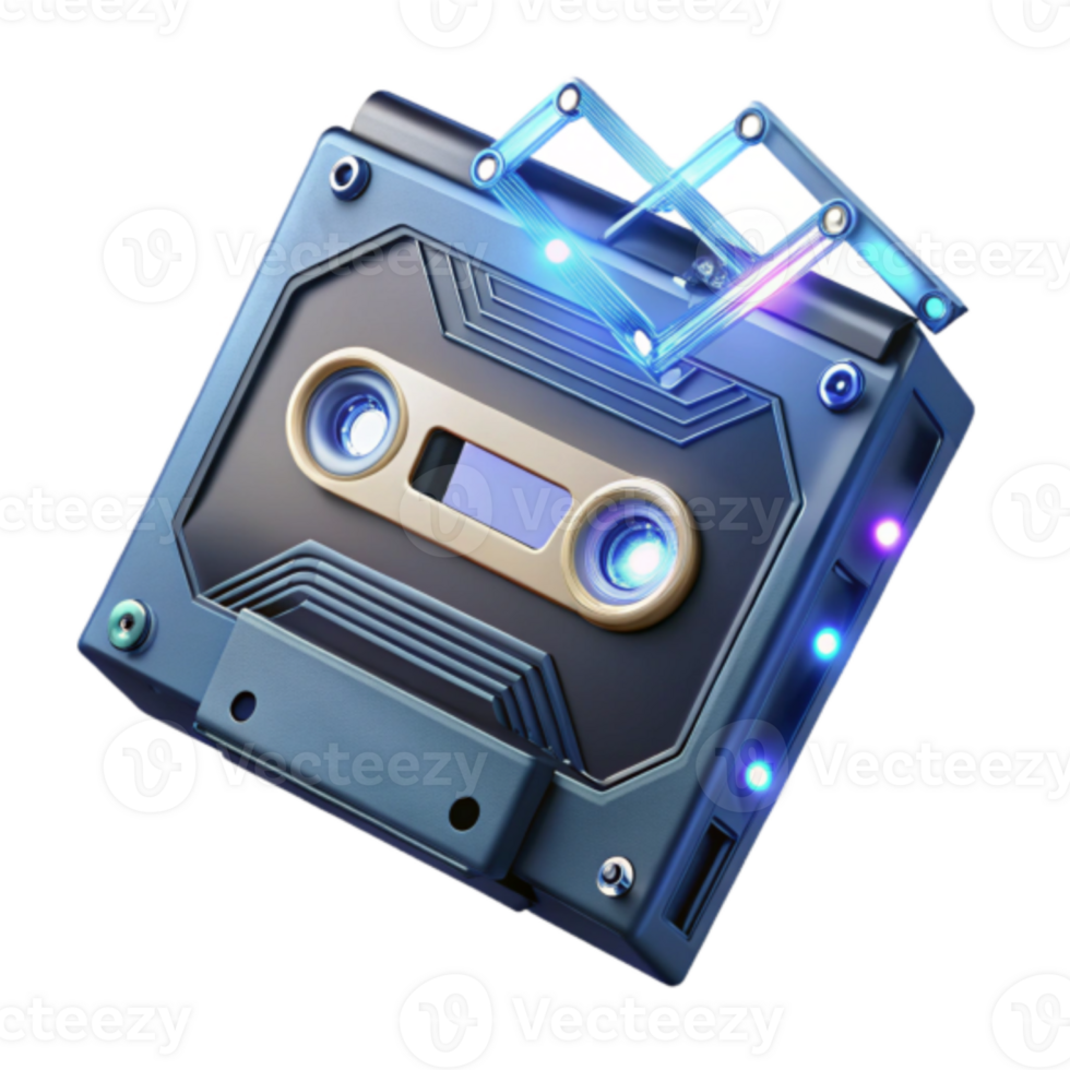 Futuristic Cassette Tape Render png