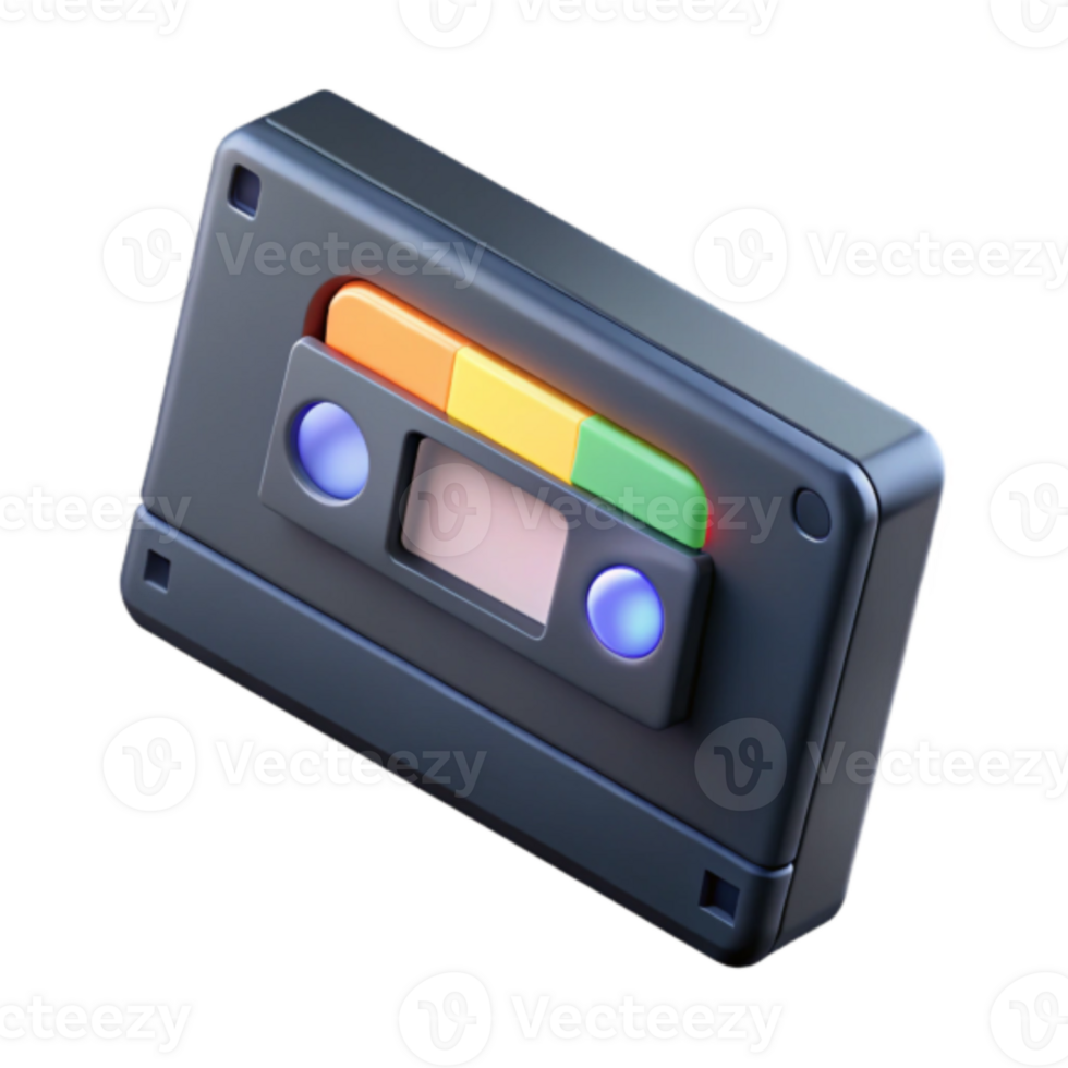 Retro Cassette Tape Render Illustration, Vintage Audio Music Technology png