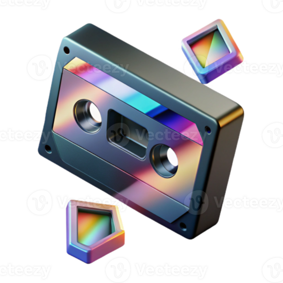 Chromatic Cassette Tape Render Illustration png