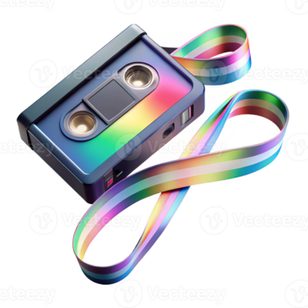 Rainbow Cassette Tape Illustration A Nostalgic Digital Art png