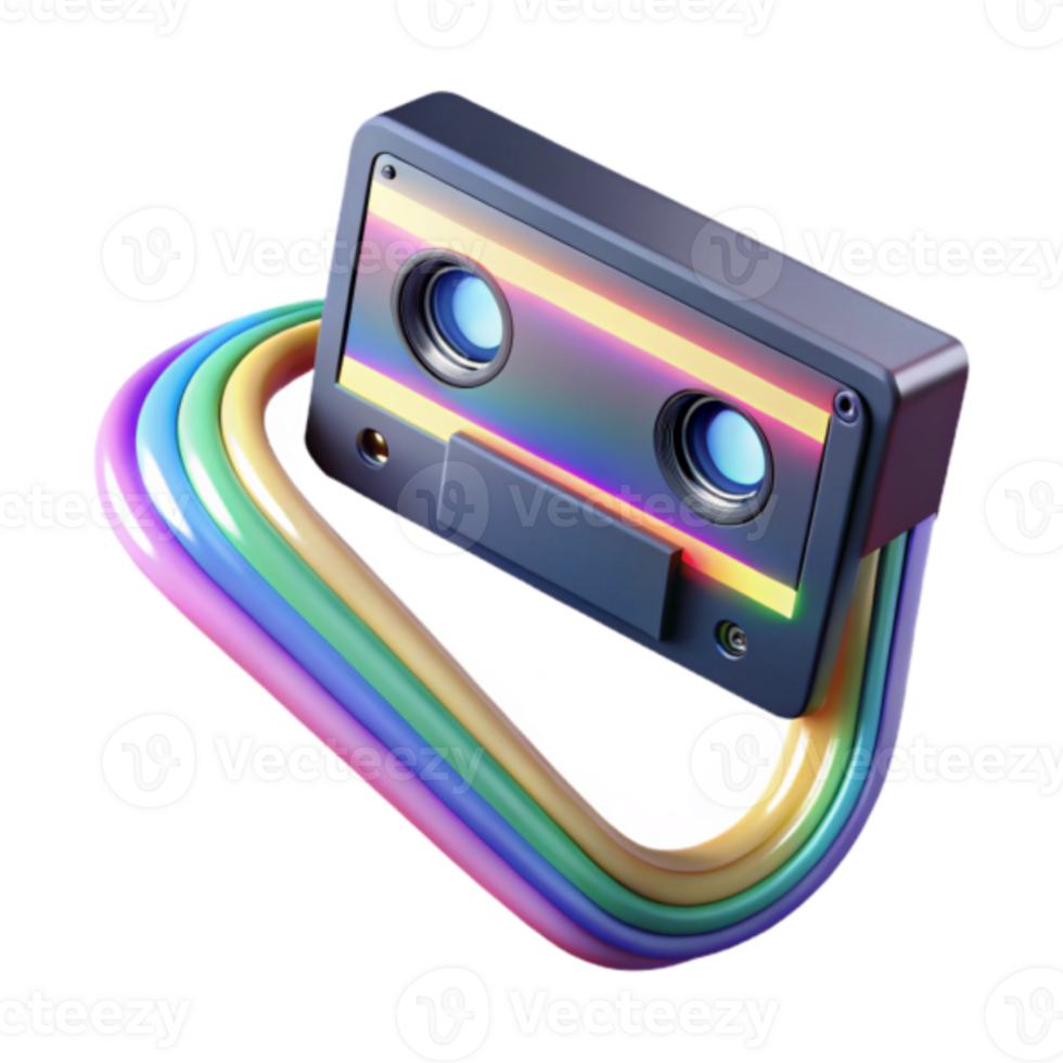 Retro Cassette Tape Illustration Rainbow Design png