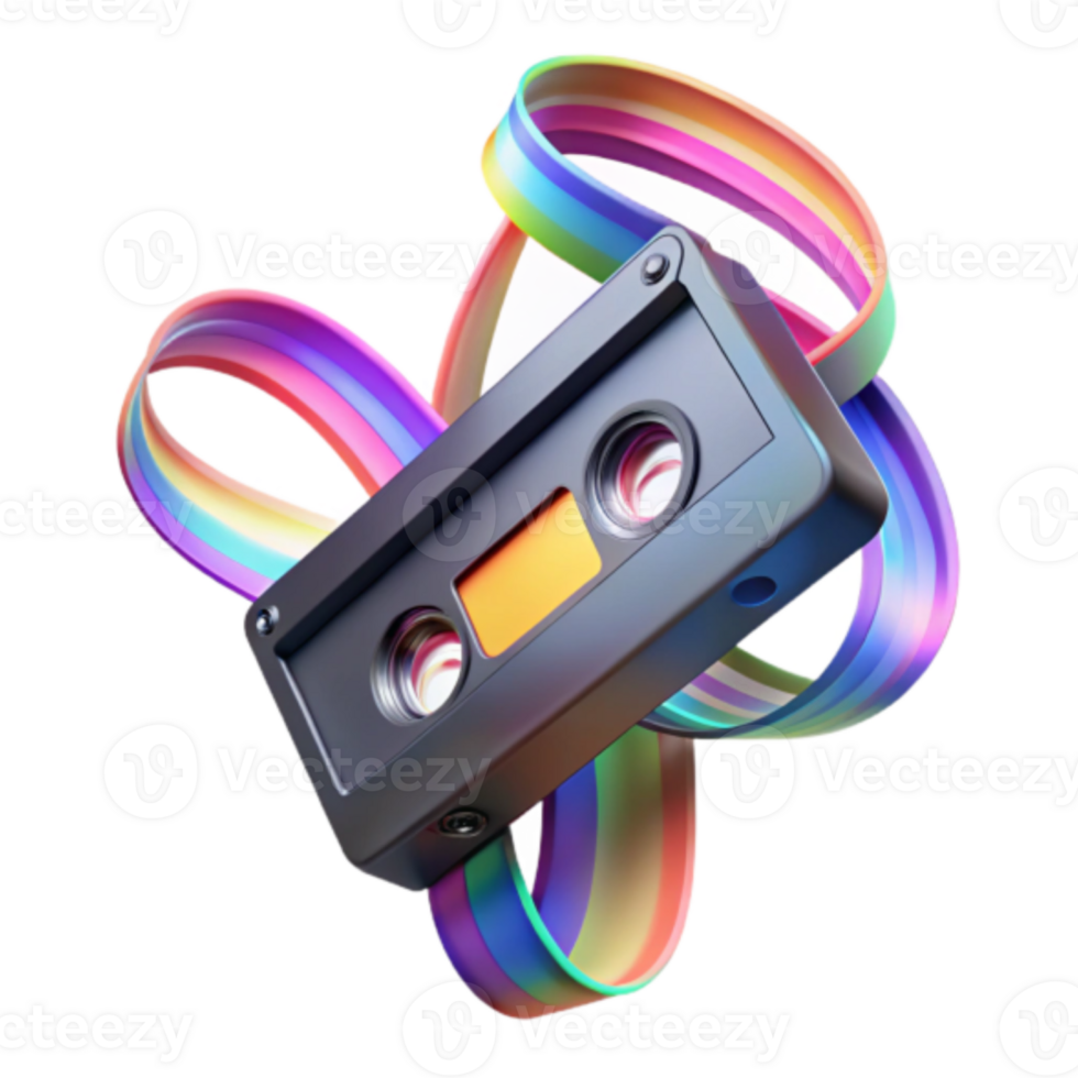 Rainbow Cassette Tape Render Abstract Background Image png