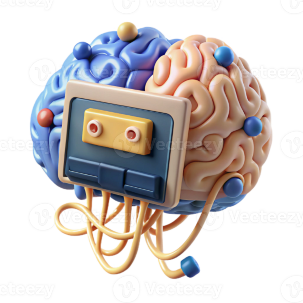 Illustration Retro Cassette Brain Memory png