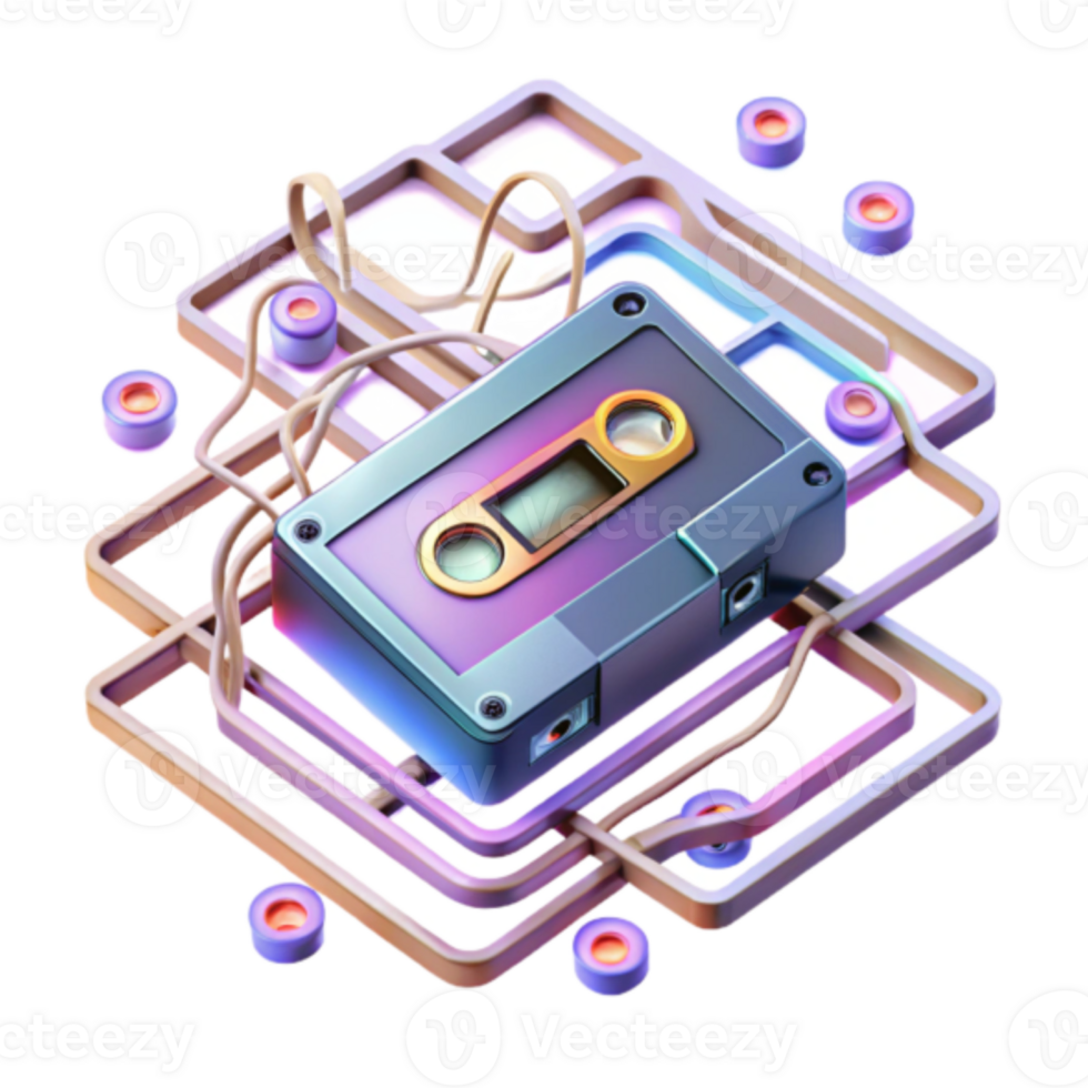 Retro Cassette Tape Illustration A Nostalgic Digital Artwork png