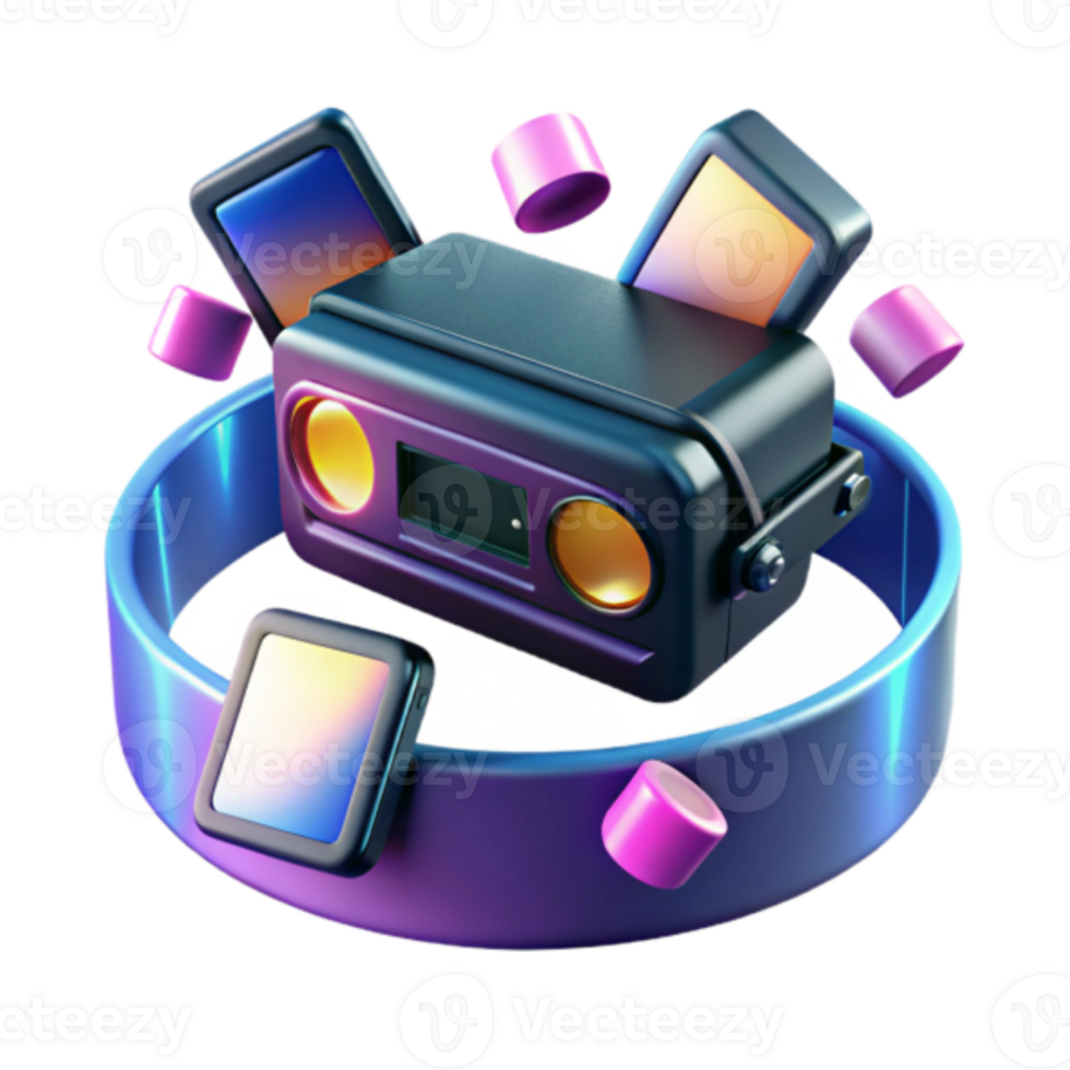 Render Futuristic VR Headset and Devices Illustration png