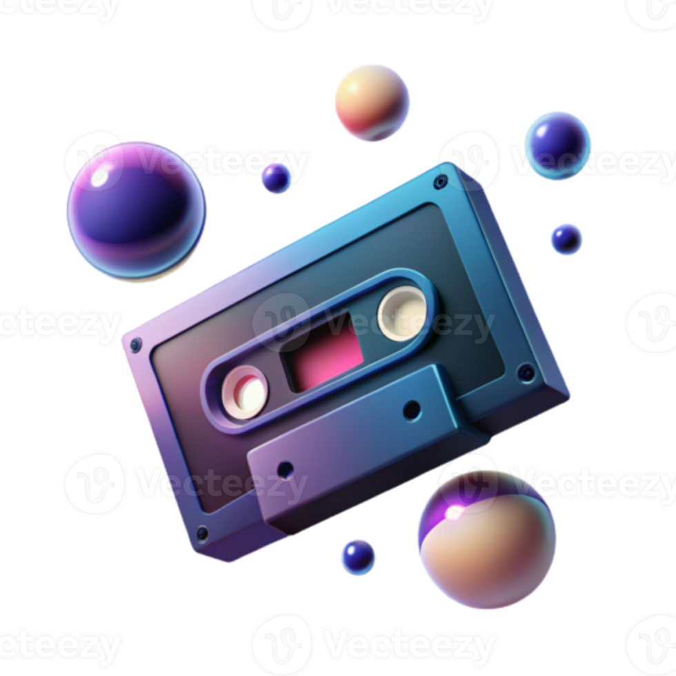 Retro Cassette Tape Render Abstract Background Image png