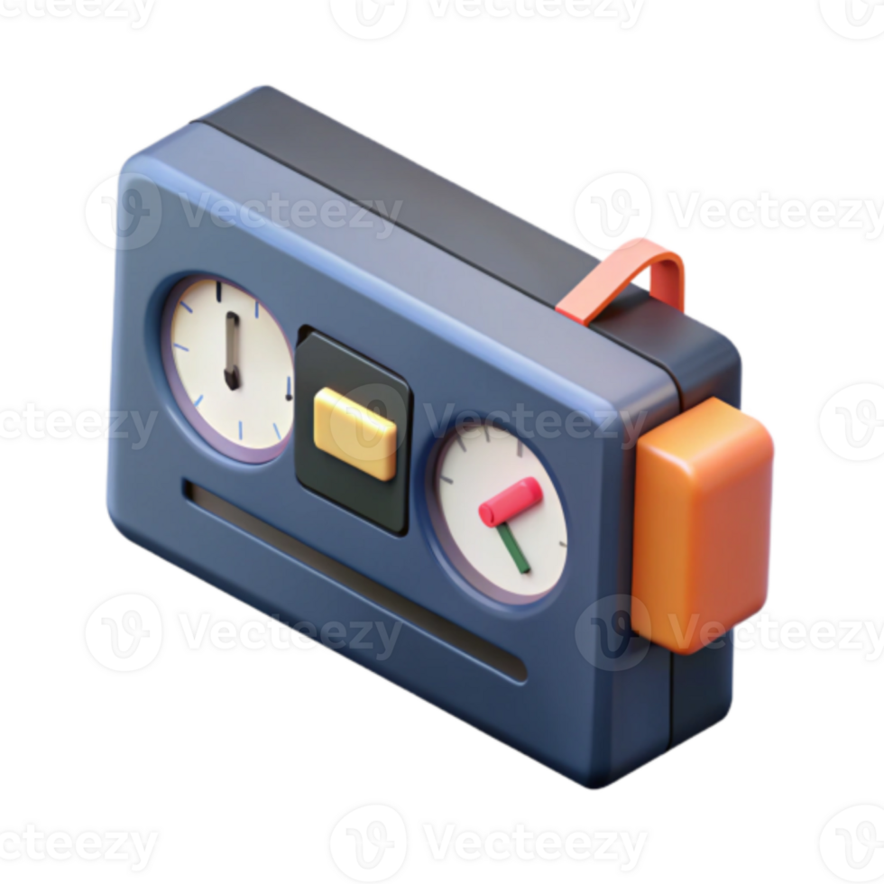 Render of a Retro-Style Clock Device Illustration png