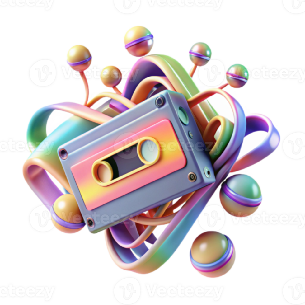 Retro Cassette Tape Illustration Rainbow Abstract Background png