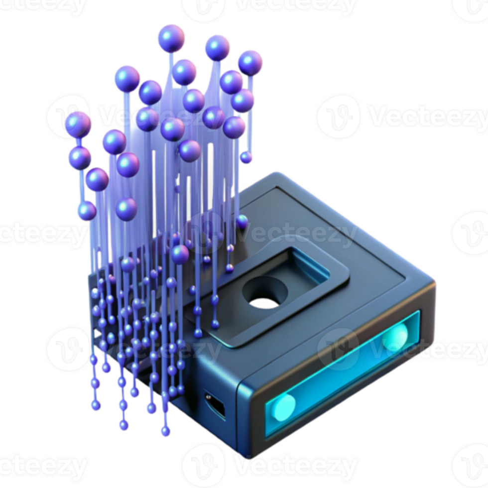 Abstract Render of Data Streaming from a Vintage Cassette png