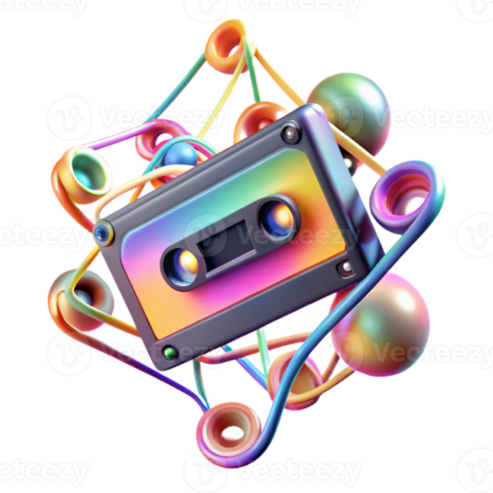 Vibrant Cassette Tape Illustration Rainbow Colors Abstract Background png