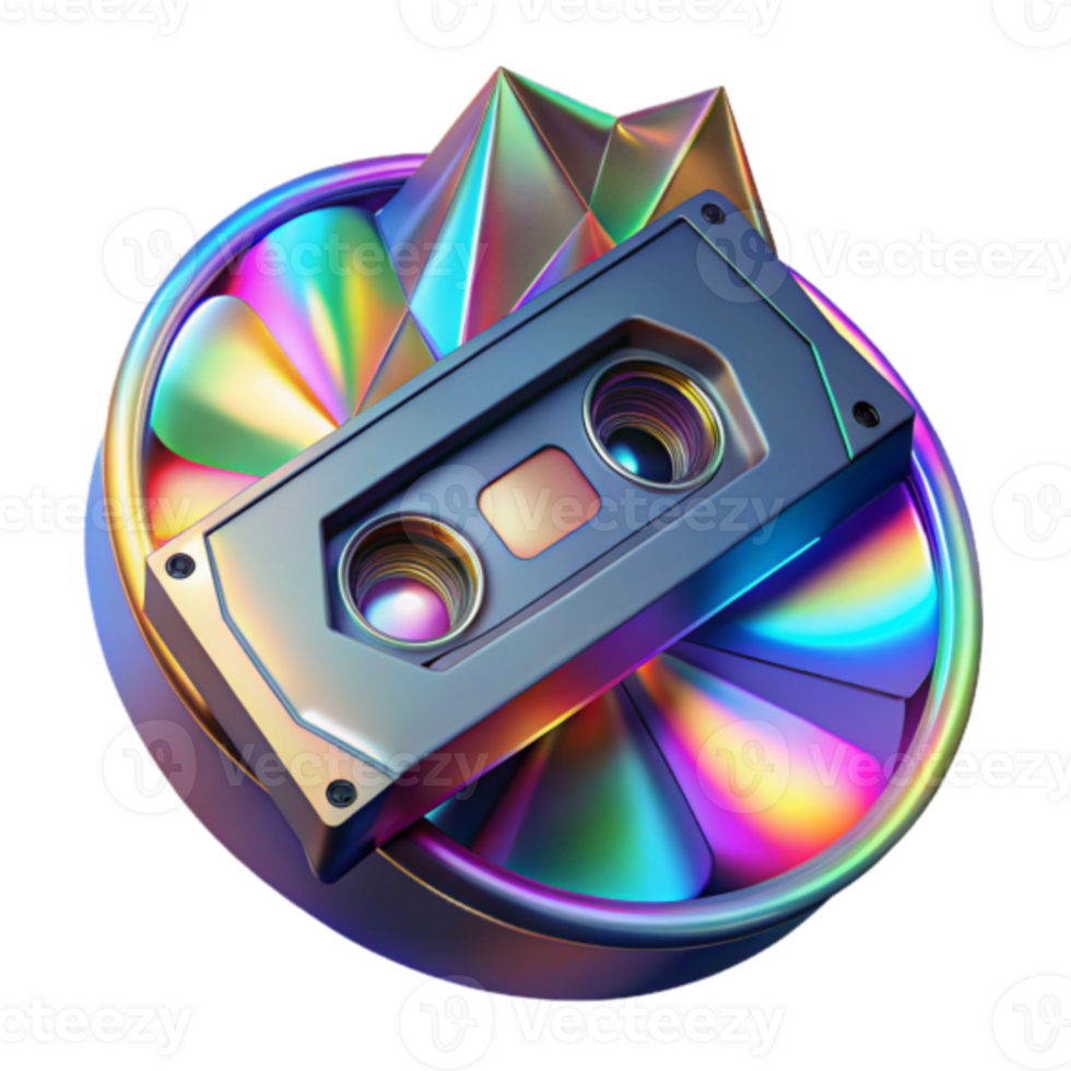 Chromatic Cassette Tape Render Abstract Background png