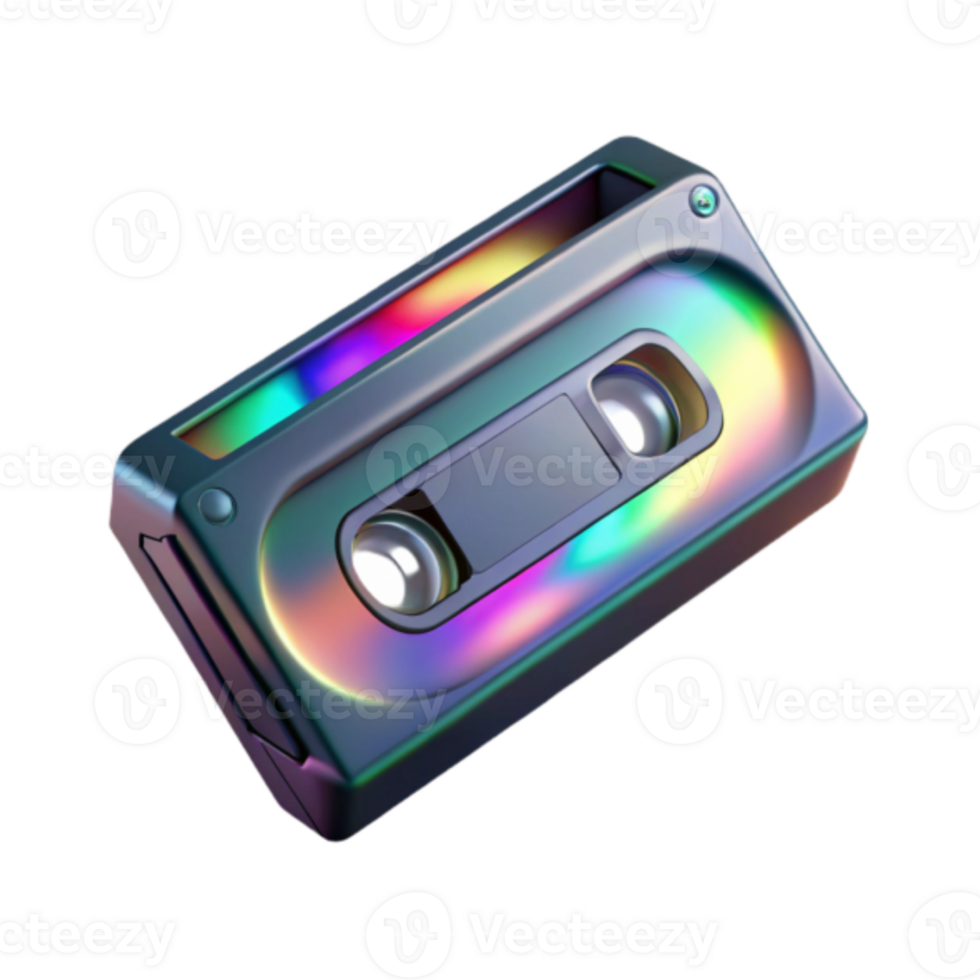 Holographic VHS Cassette Tape Render png