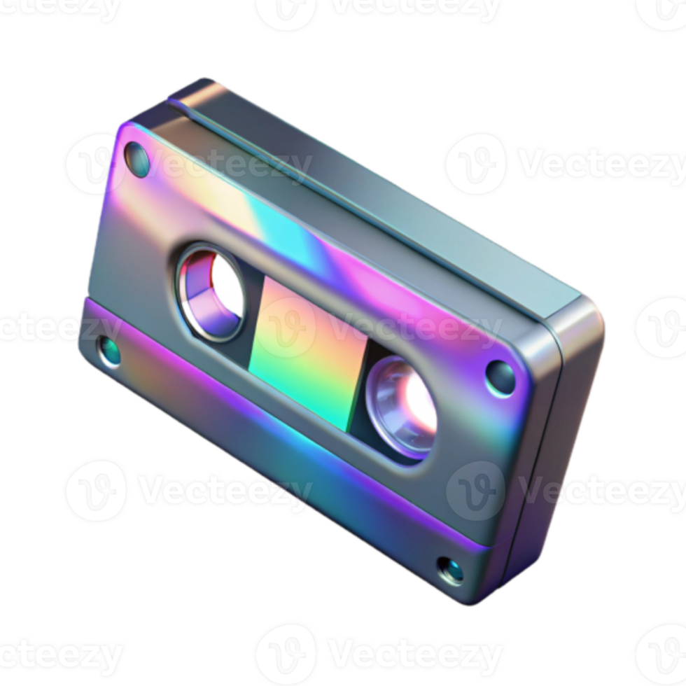 Holographic Cassette Tape Render png