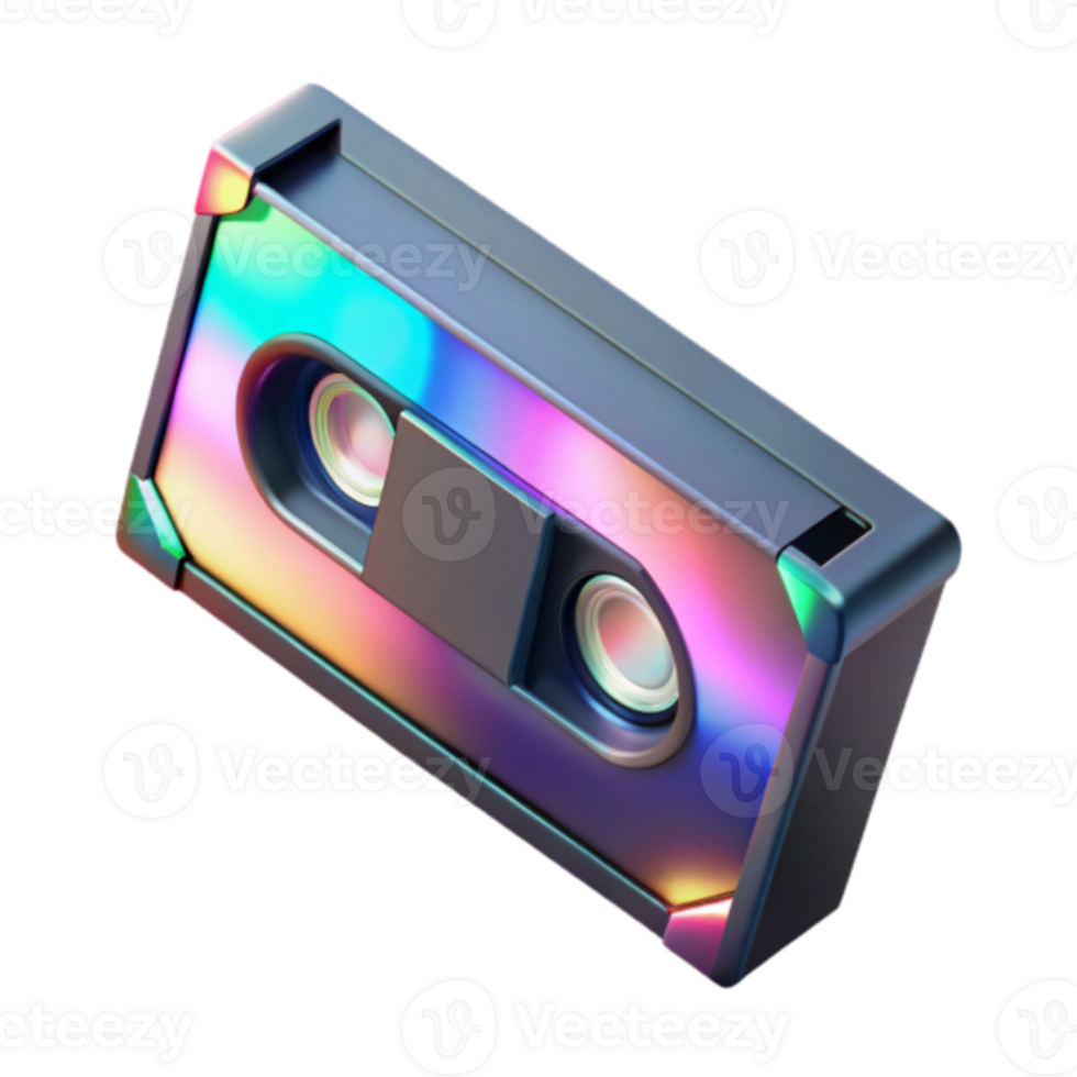 Holographic Cassette Tape Render Abstract Background png