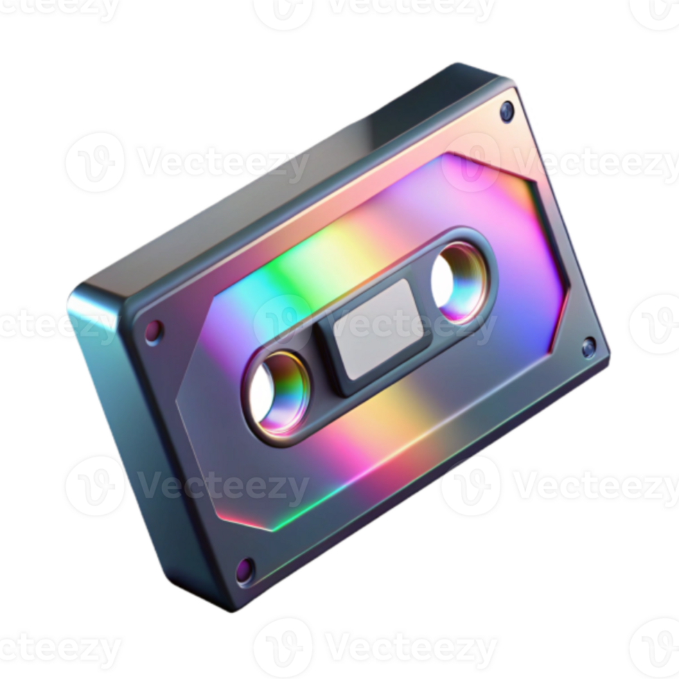 Vibrant Rainbow Cassette Tape Render png
