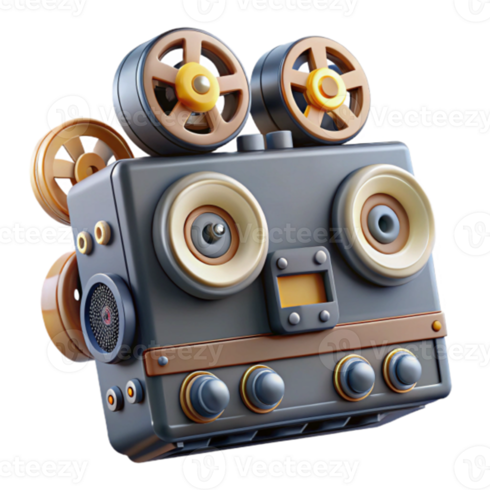 Retro Reel-to-Reel Render Vintage Audio Visual Device Illustration png