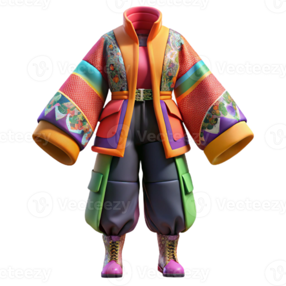 Vibrant Render of a Colorful Fashion Outfit png