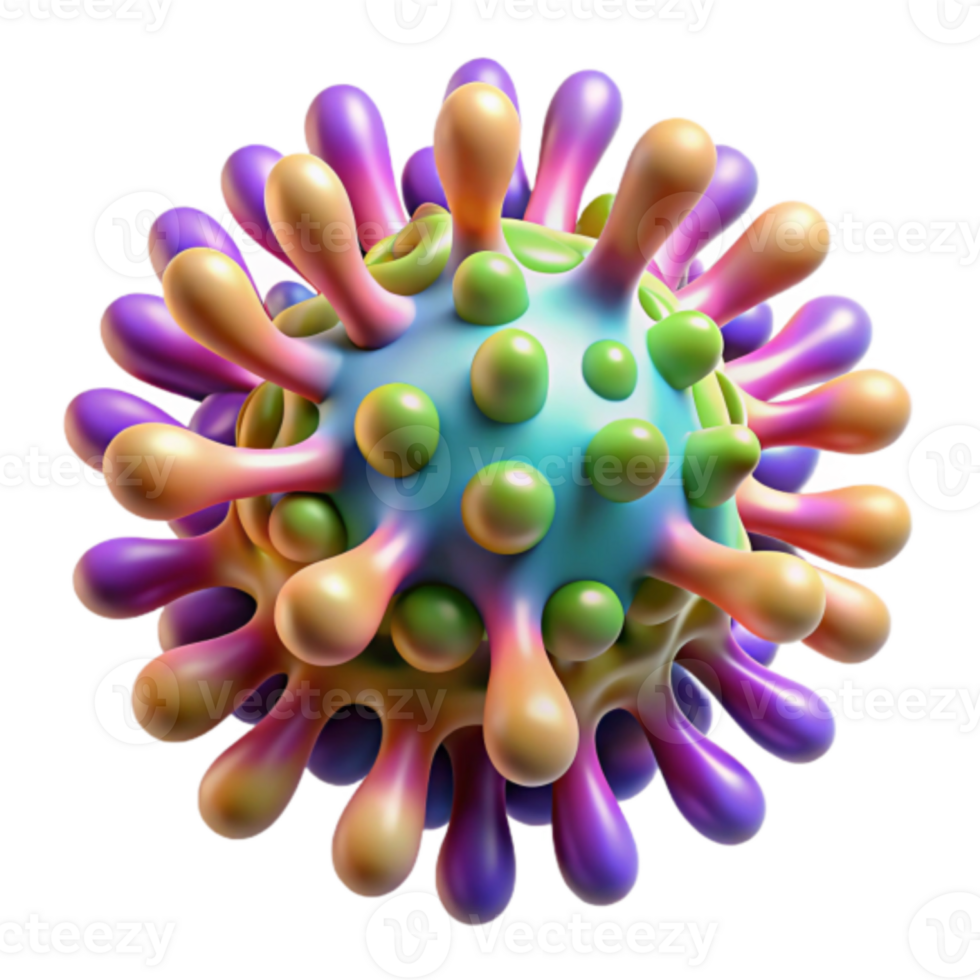 Vibrant Render of a Colorful Virus Particle png