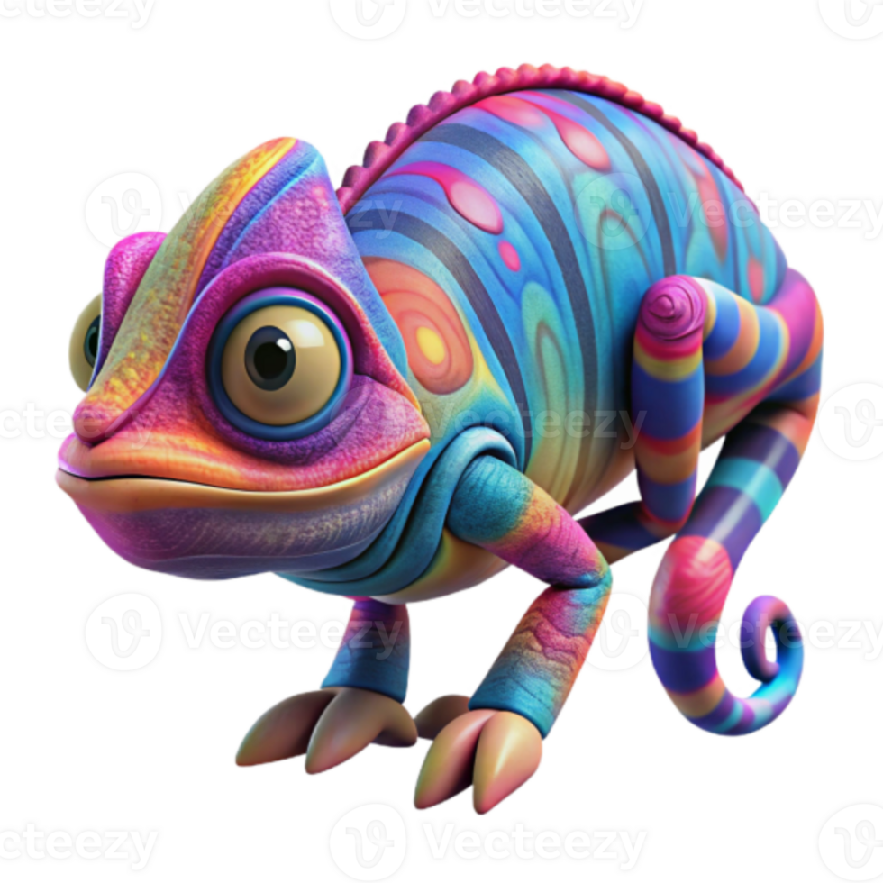 Vibrant Rainbow Chameleon Illustration png