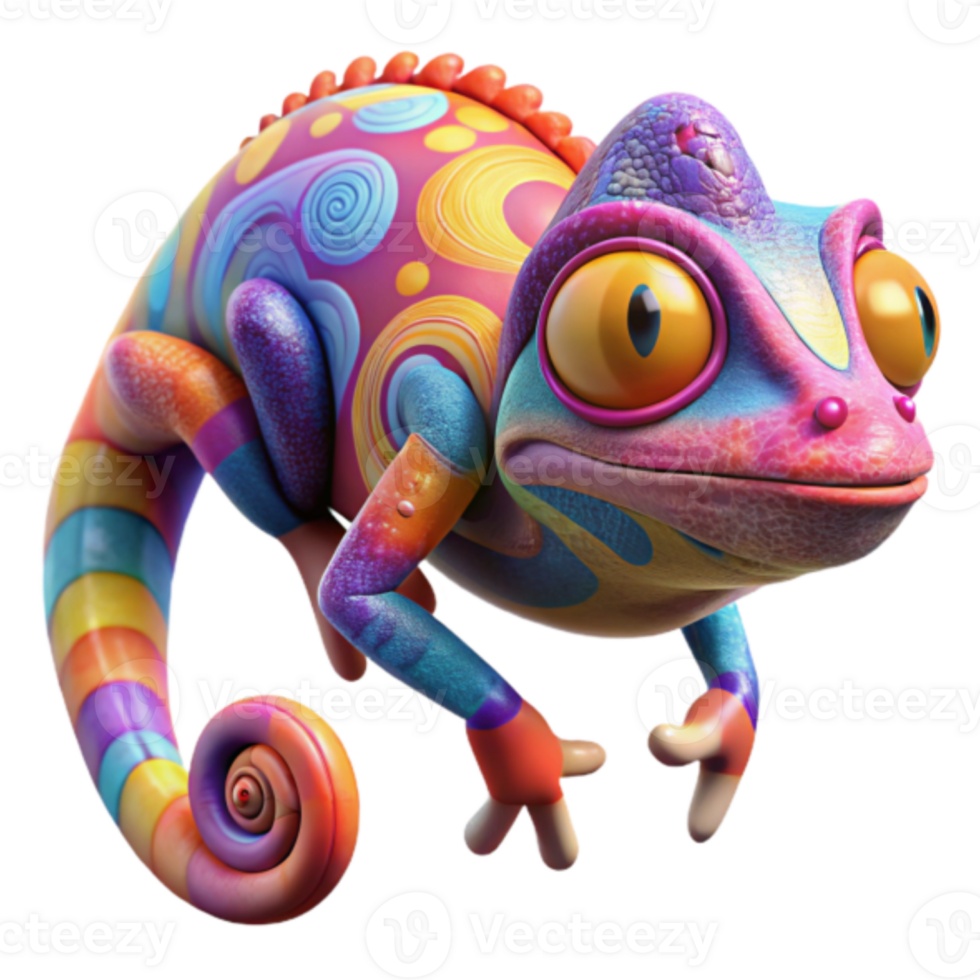 Vibrant Rainbow Chameleon Illustration A Colorful Reptile Design png