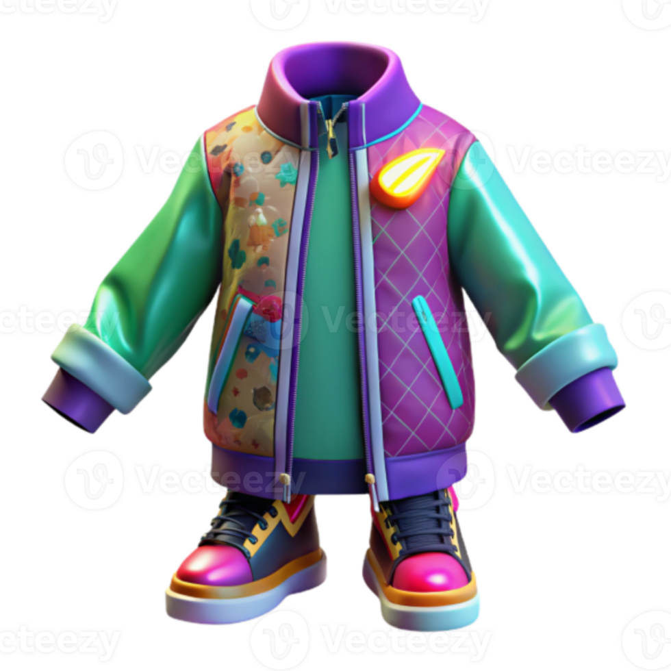 Vibrant Render of a Colorful Youth Jacket and Shoes png