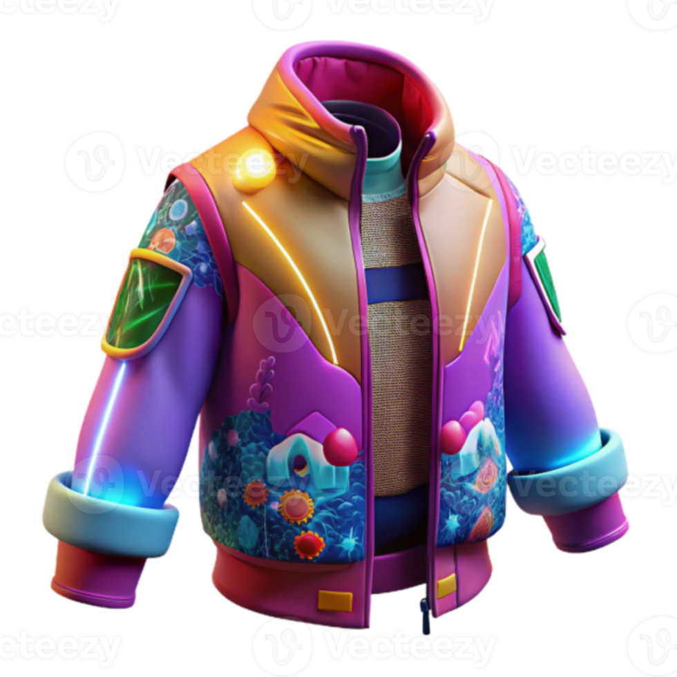 Vibrant Render of Futuristic Floral Jacket png