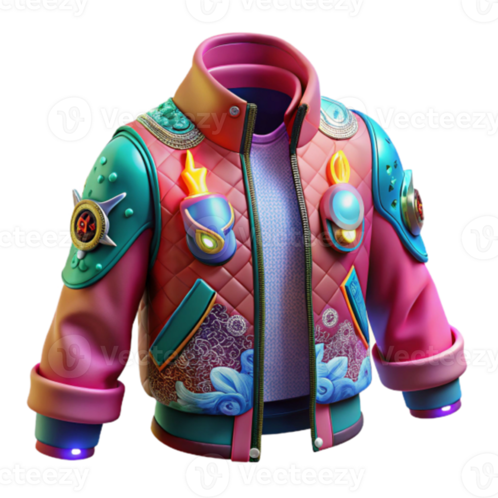 Vibrant Render of a Stylish Embroidered Jacket png