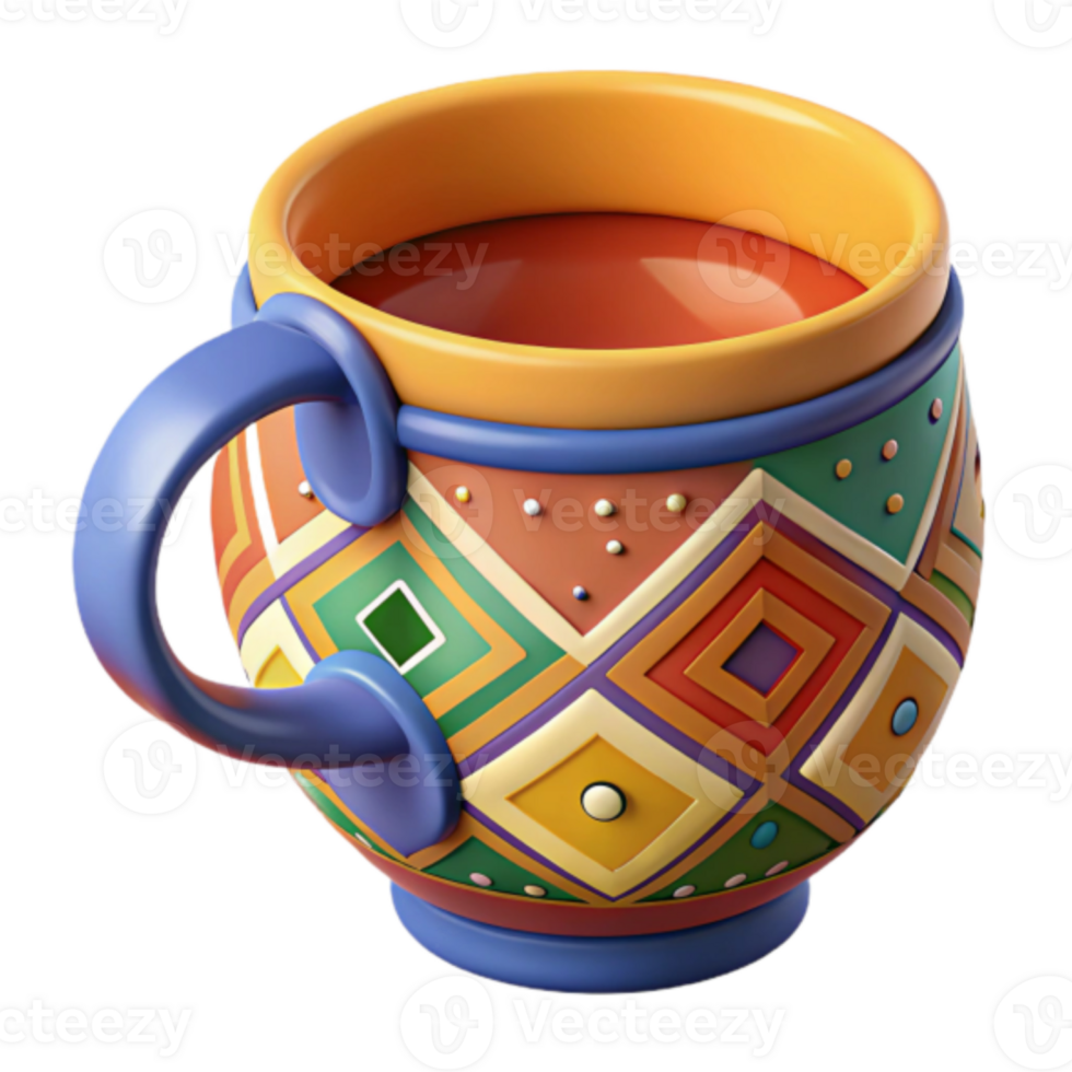 Vibrant Render of a Decorative Ceramic Mug png