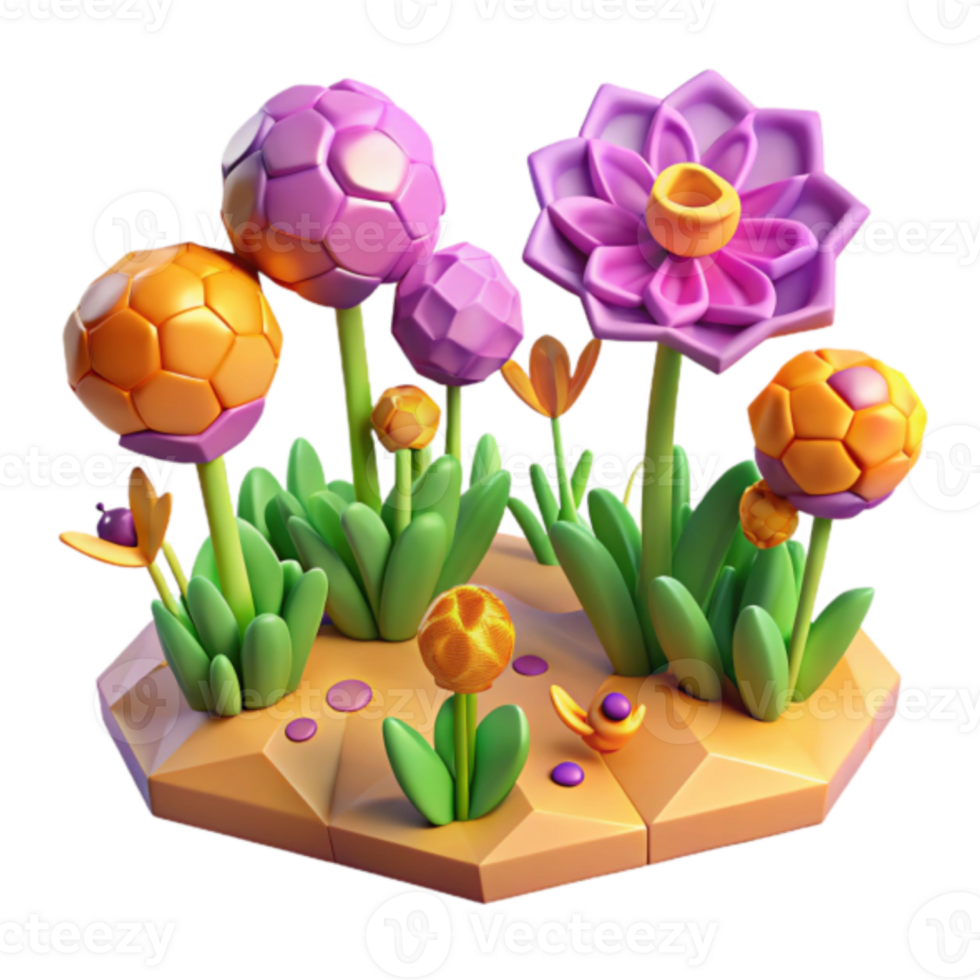 Vibrant Render of a Fantasy Flower Garden png