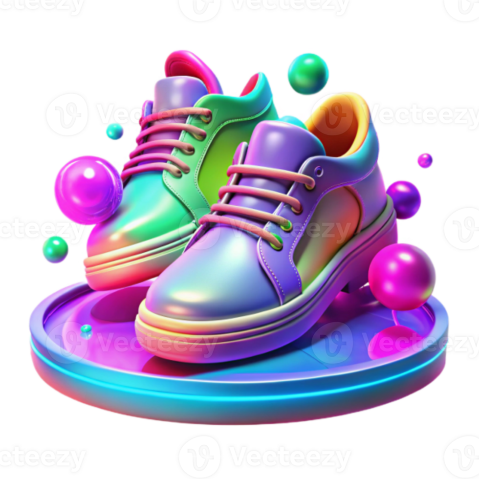 Iridescent Rainbow Sneakers Render Illustration png