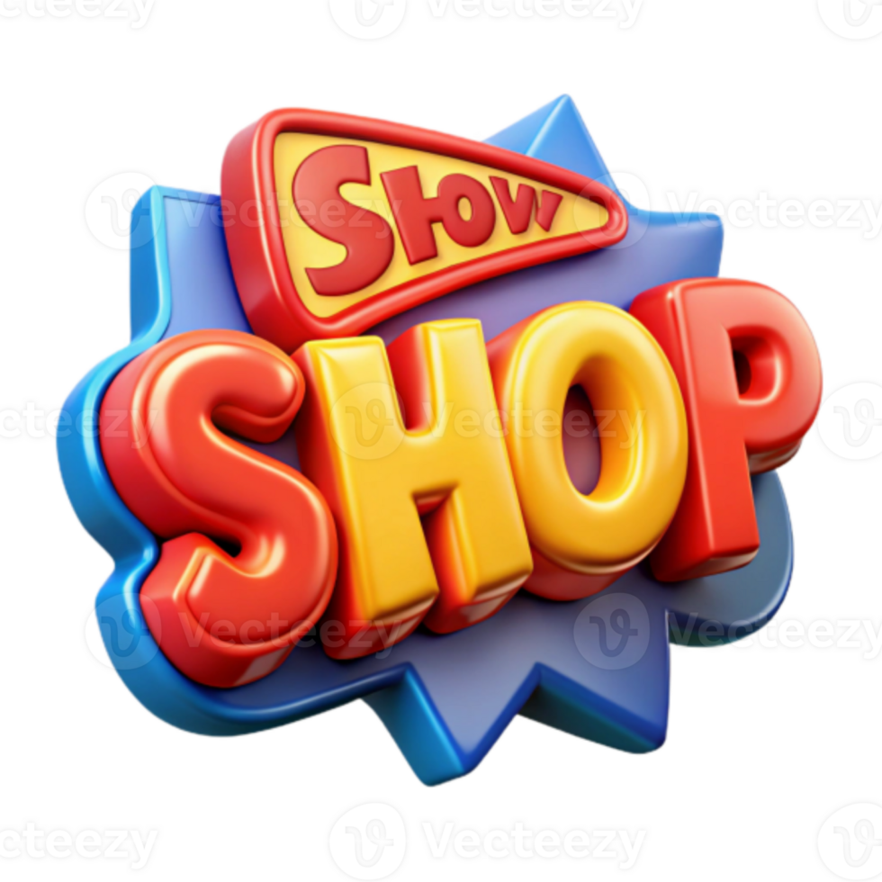 Cartoon Show Shop Logo Illustration Red Yellow Blue png