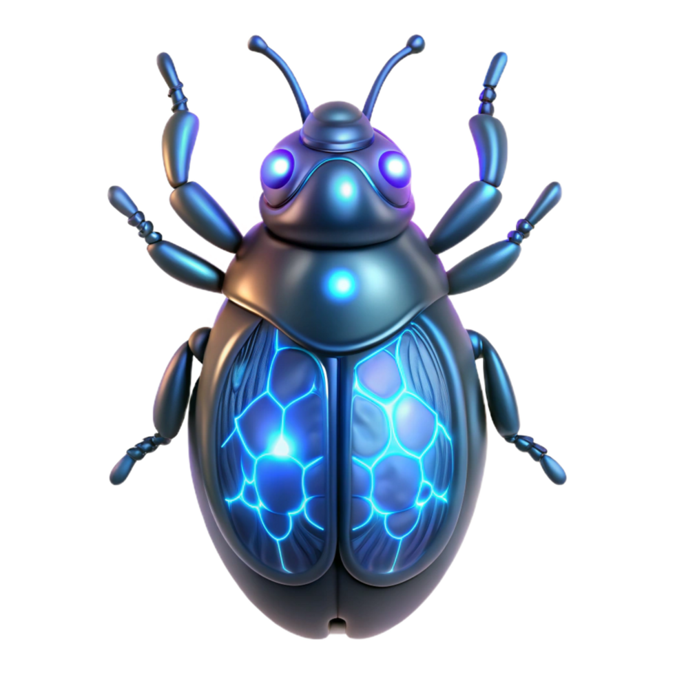 Glowing Metal Insect Robot in a Futuristic Three Dimensional Scene of Design png