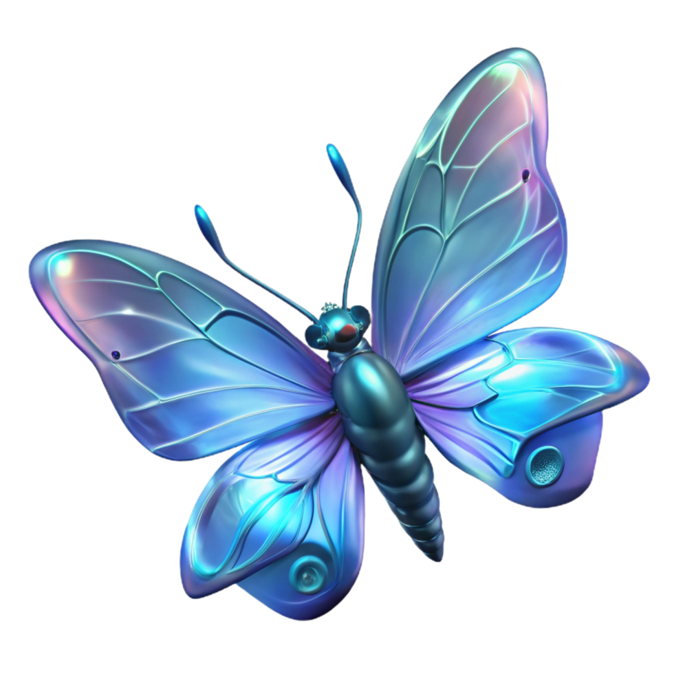 Iridescent Butterfly Wings in a Stunning Three Dimensional Render of Color and Movement png
