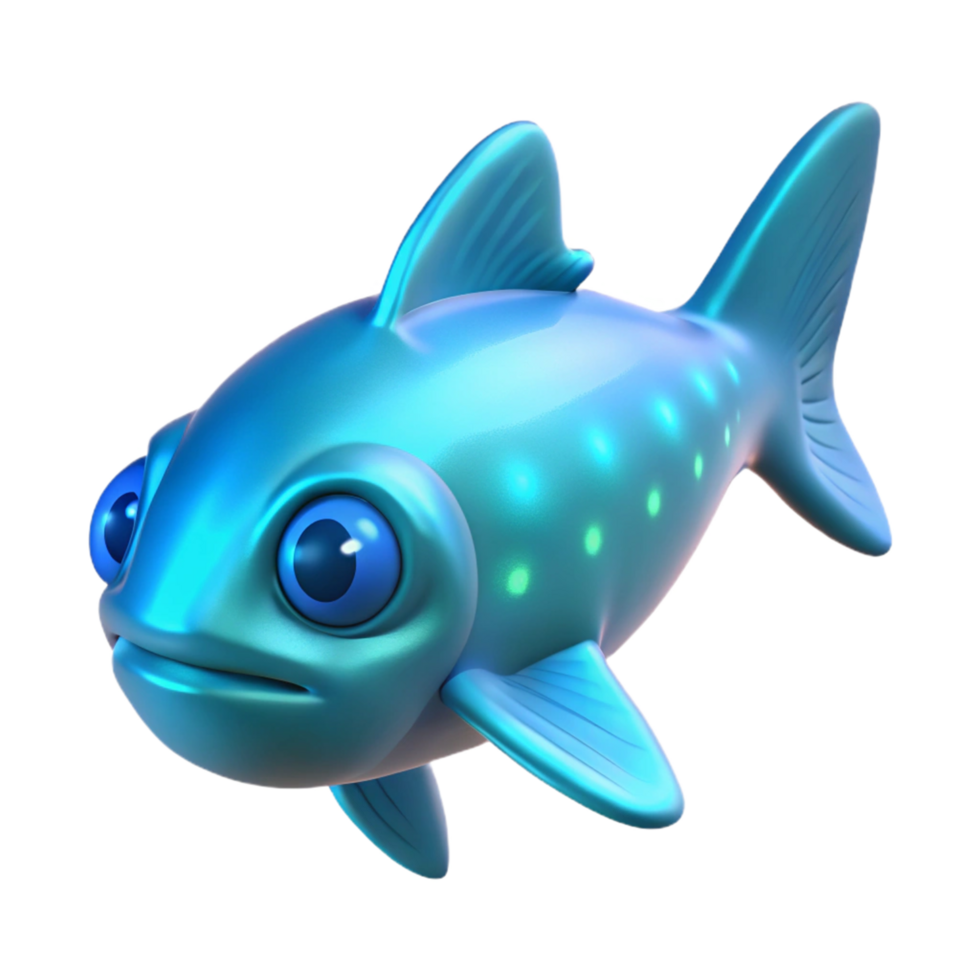 Cute Cartoon Fish 3D Render A playful depiction of a fish brought to life in a whimsical three-dimensional cartoon style. png