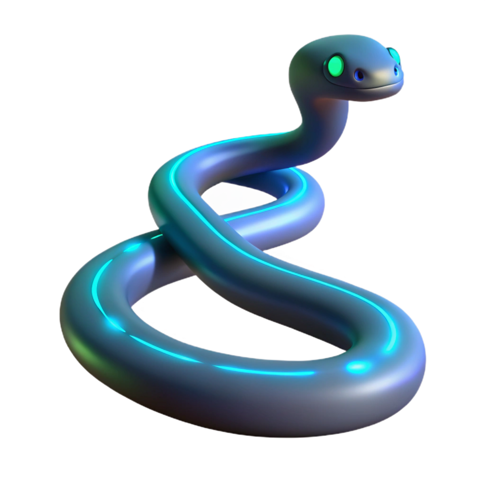 Glowing Neon Snake in a Three Dimensional Render of Wildlife png