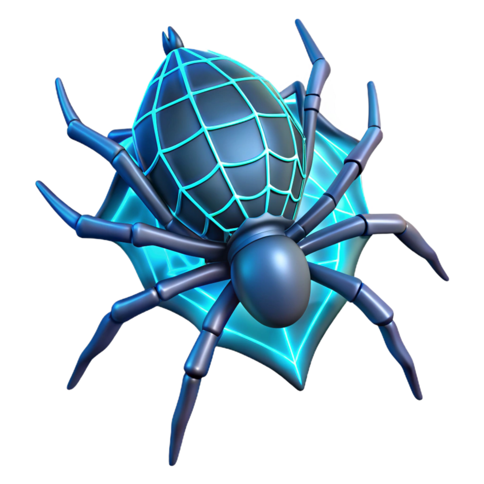 Cybernetic Spider Web in a Futuristic Three Dimensional Scene of Design png