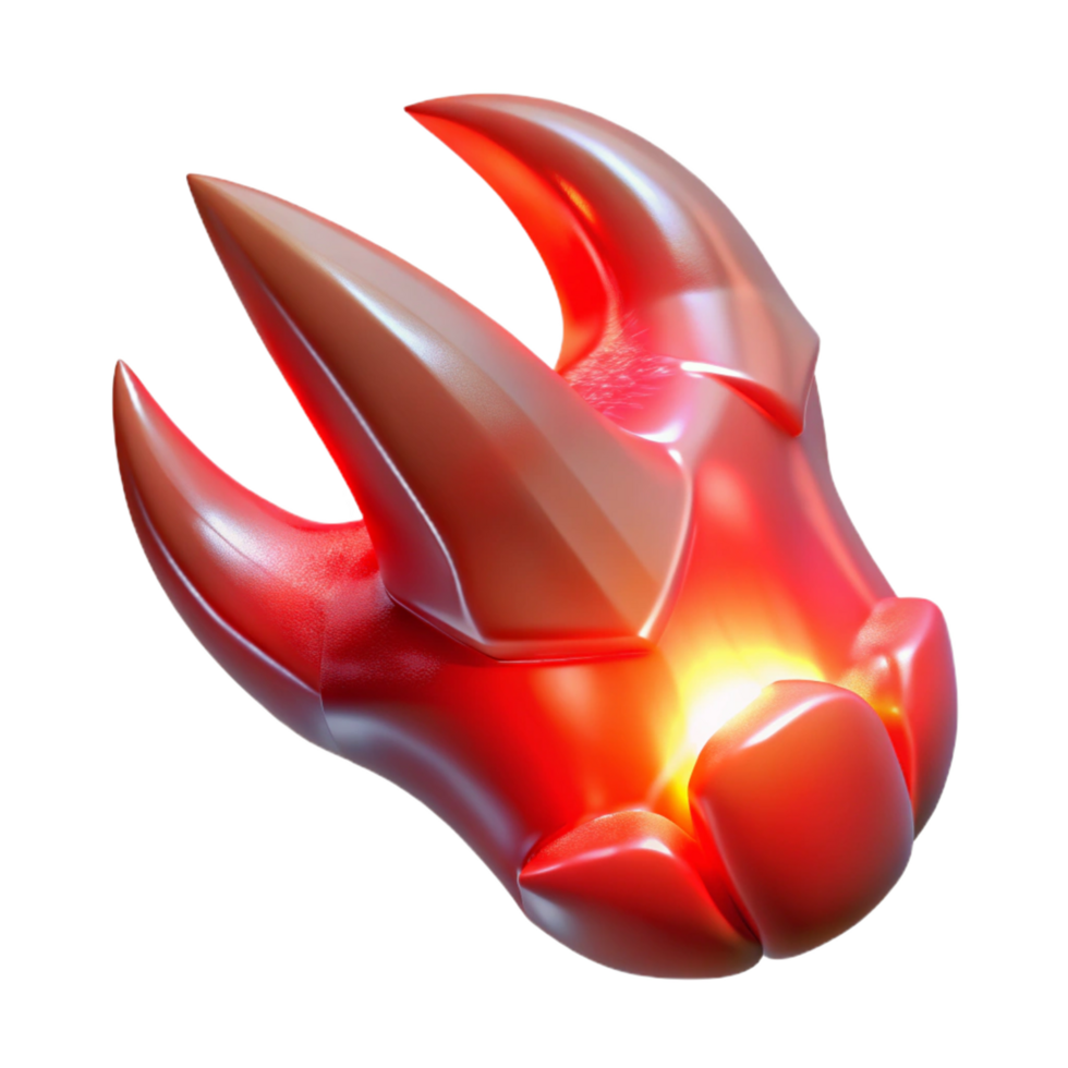 Fiery Red Glowing Horns A dynamic depiction of horns navigating a world of fire, their surface glowing with vibrant red colors in a digital world. png