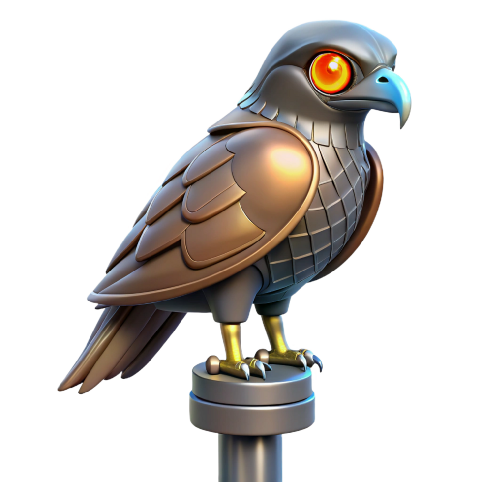 Metallic Bird in a Three Dimensional Model of Futuristic Design png