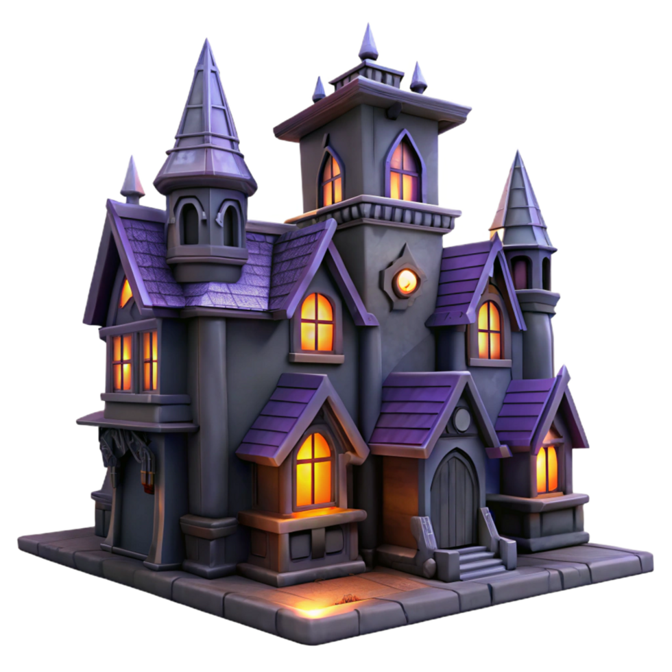 Enchanted Castle Three Dimensional Model with Magical Elements and Fairytale Design png