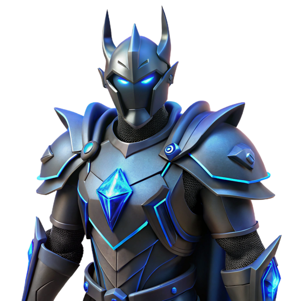 Crystalline Knight Armored Fantasy Figure - A majestic depiction of a knight with crystalline armor capturing its regal presence and fantasy elements png